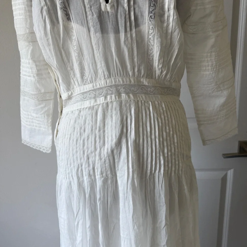 Polo Ralph Lauren Cream Lace Pintuck Edwardian Maxi Dress Vintage Style Size 4 - Picture 12 of 16